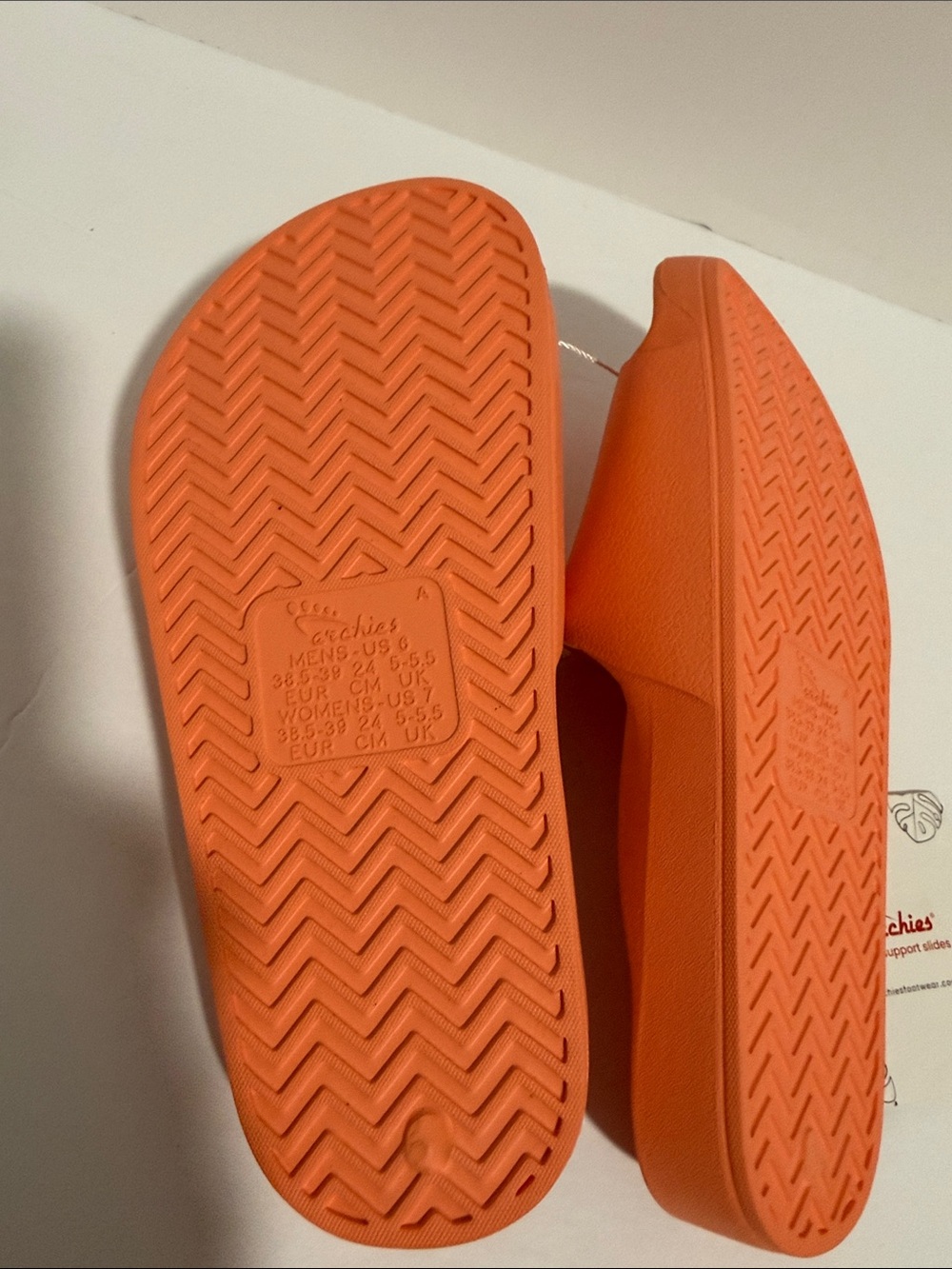Archies Women’s Orange Arch Support Slides Size 7 - Picture 4 of 5